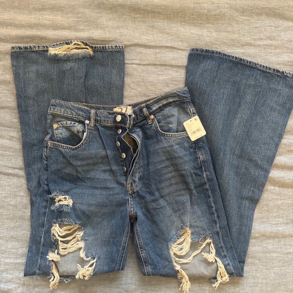 NWT Free People Distressed Flare Jeans